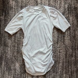 Striped White and Black Maternity Top